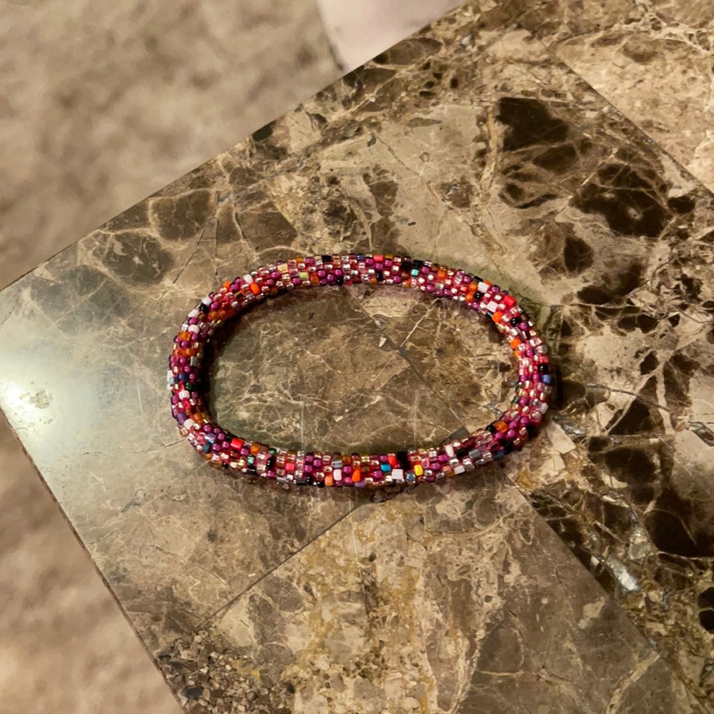 Beaded Silk Bracelet, Jewel Tones